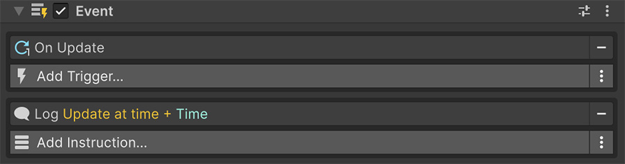 Visual Script Event component
