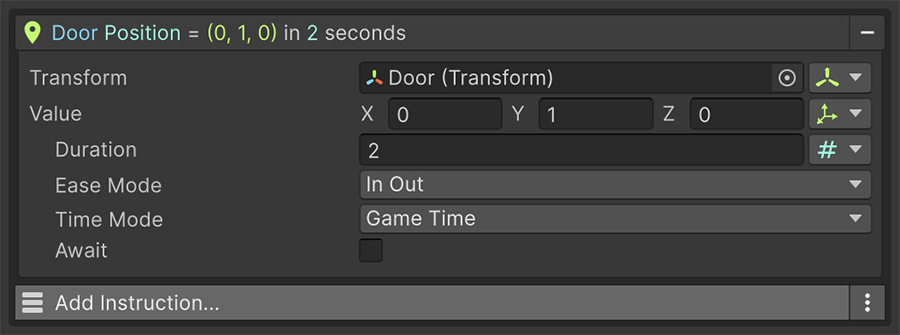 Event instruction that tweens the position of a Door over time