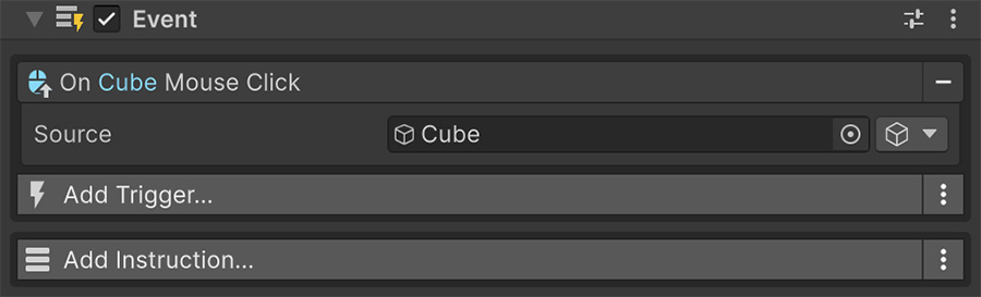 Example of Event with trigger and empty instructions