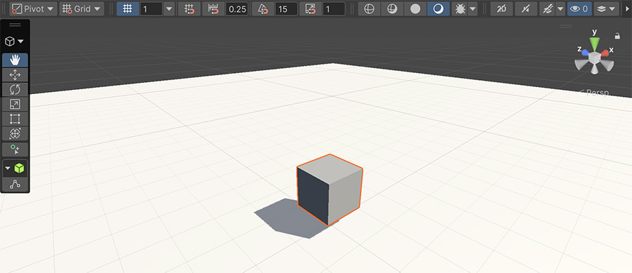 Plane and cube in the scene