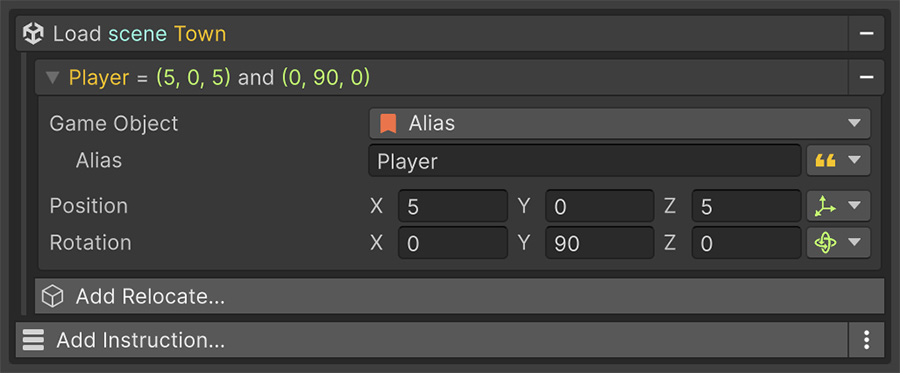 Event instruction Load Scene with Relocation