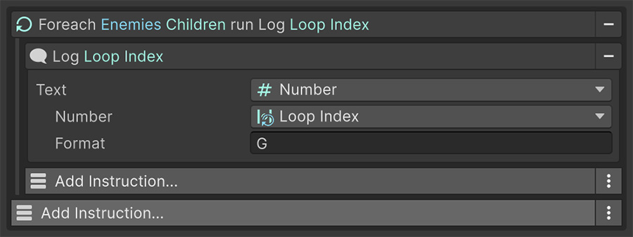 Example using the index of a Foreach instruction