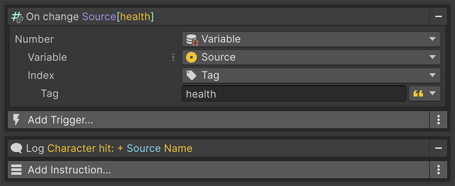 Event with a Trigger that binds to the Health of a Player