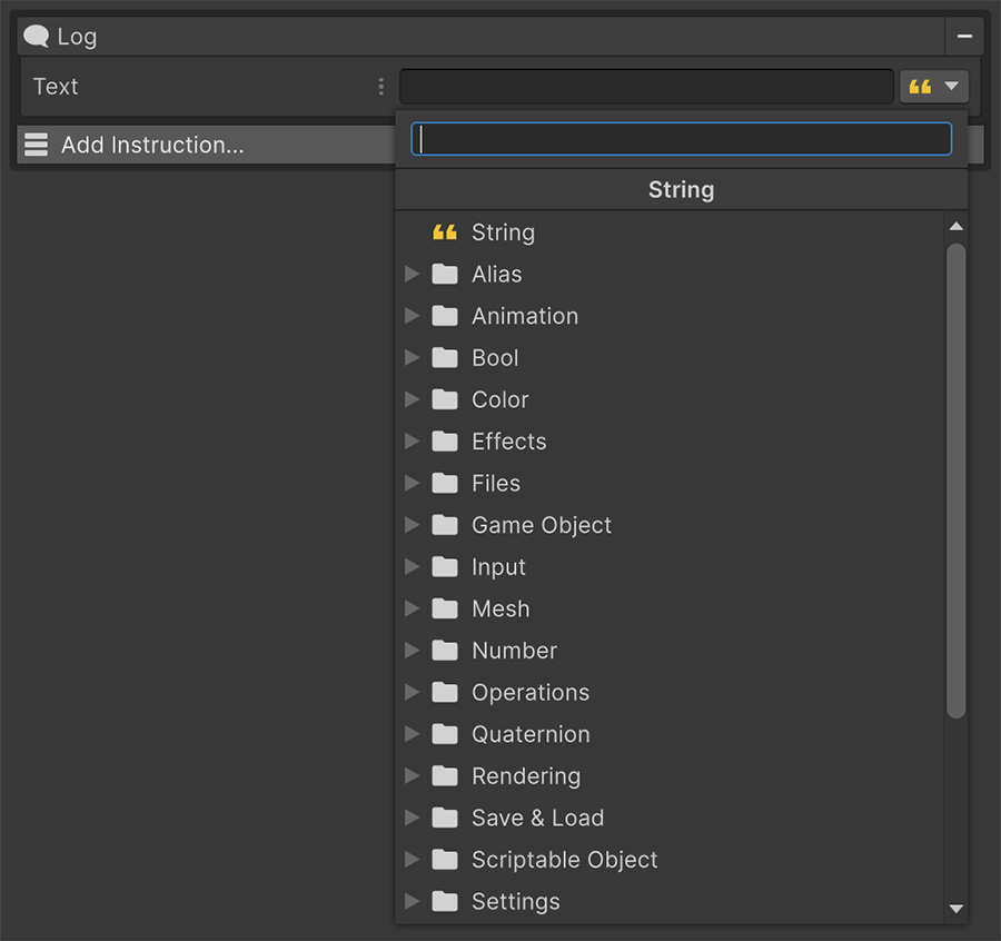 Signal field with a dropdown expanded