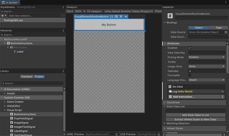 UI-Toolkit Builder with a Button with Instructions