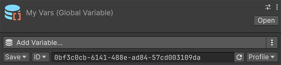 A Global Variable asset with no values