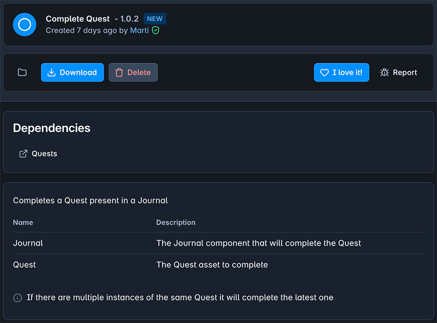 Registry package page