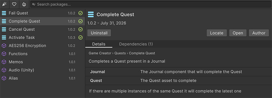 Registry in the Unity editor